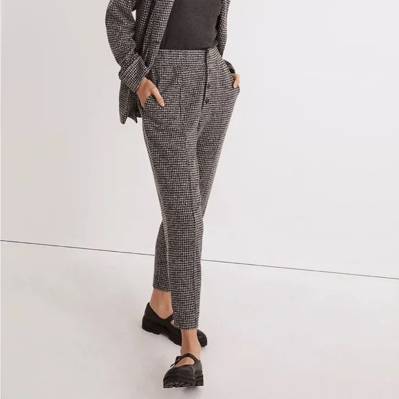 Knit Huston Button-Front Pants in Houndstooth Check - Picture 1 of 4